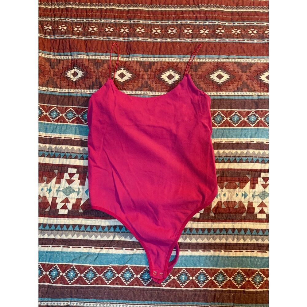 Free People Bright Pink Spaghetti-Strap One-Piece Bodysuit XS
